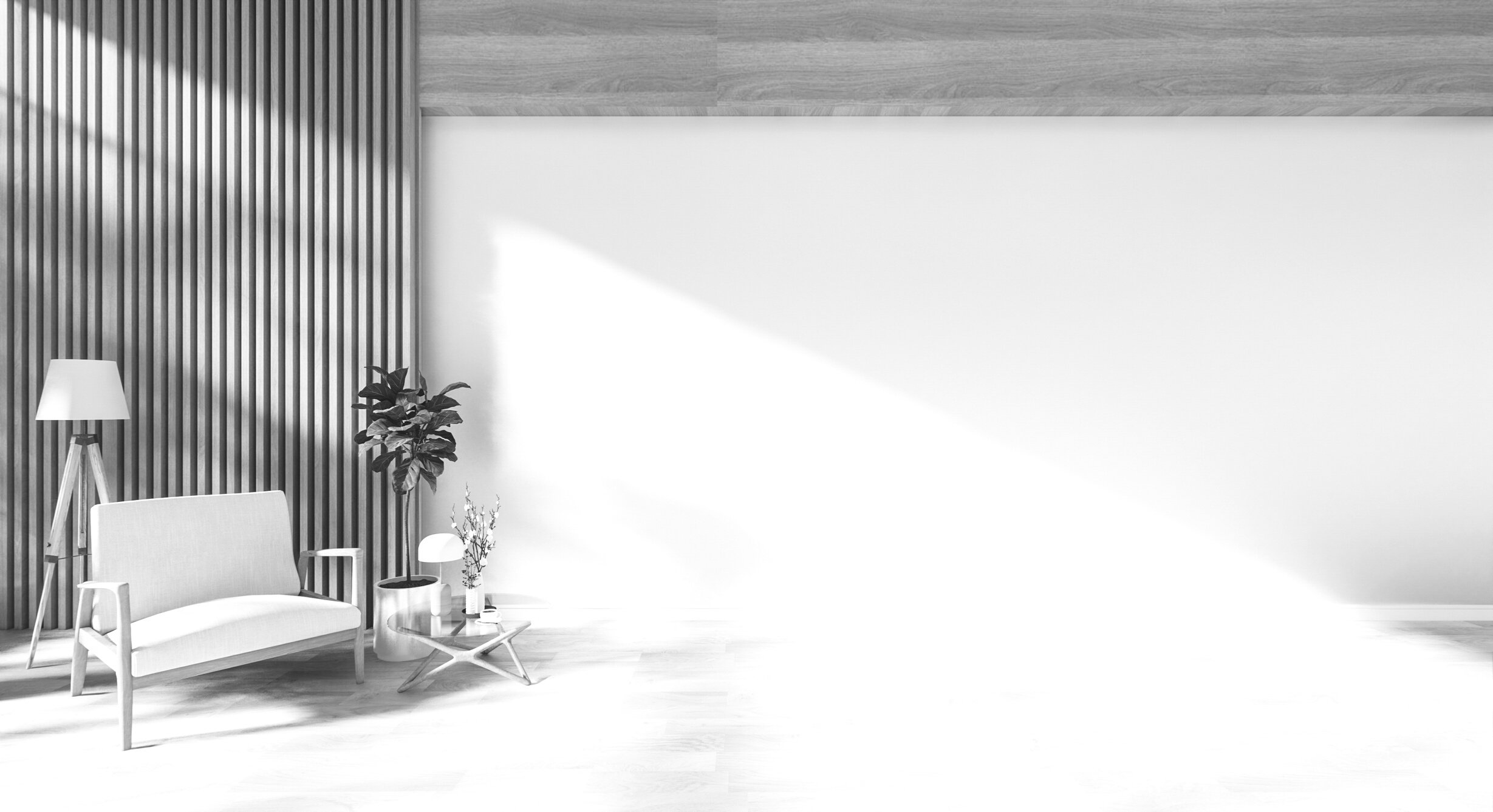 Armchair on Empty Japanese Inspired Room